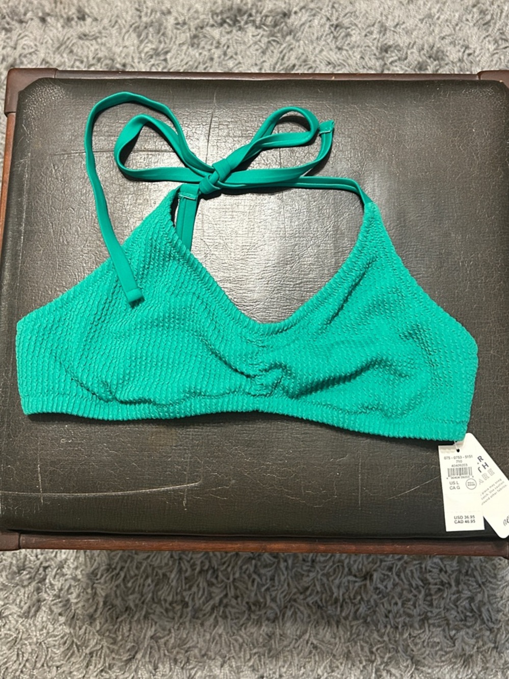 aerie Bright Green Textured Halter Bikini Top NWT!! $36.95